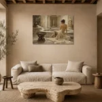 Roman Bath Reflection Classical Nude Wall Art Canvas Print presented in a sophisticated home setting