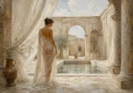Open Air Roman Bath Classical Nude Wall Art Canvas Print