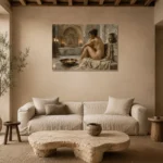 Candlelit Bath Chamber Classical Nude Wall Art Canvas Print presented in a sophisticated home setting