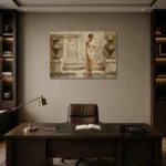 Descending Bath Muse Classical Nude Wall Art Canvas Print displayed in a contemporary gallery-inspired room