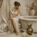 Bronze Ewer Bath Muse Classical Nude Wall Art Canvas Print
