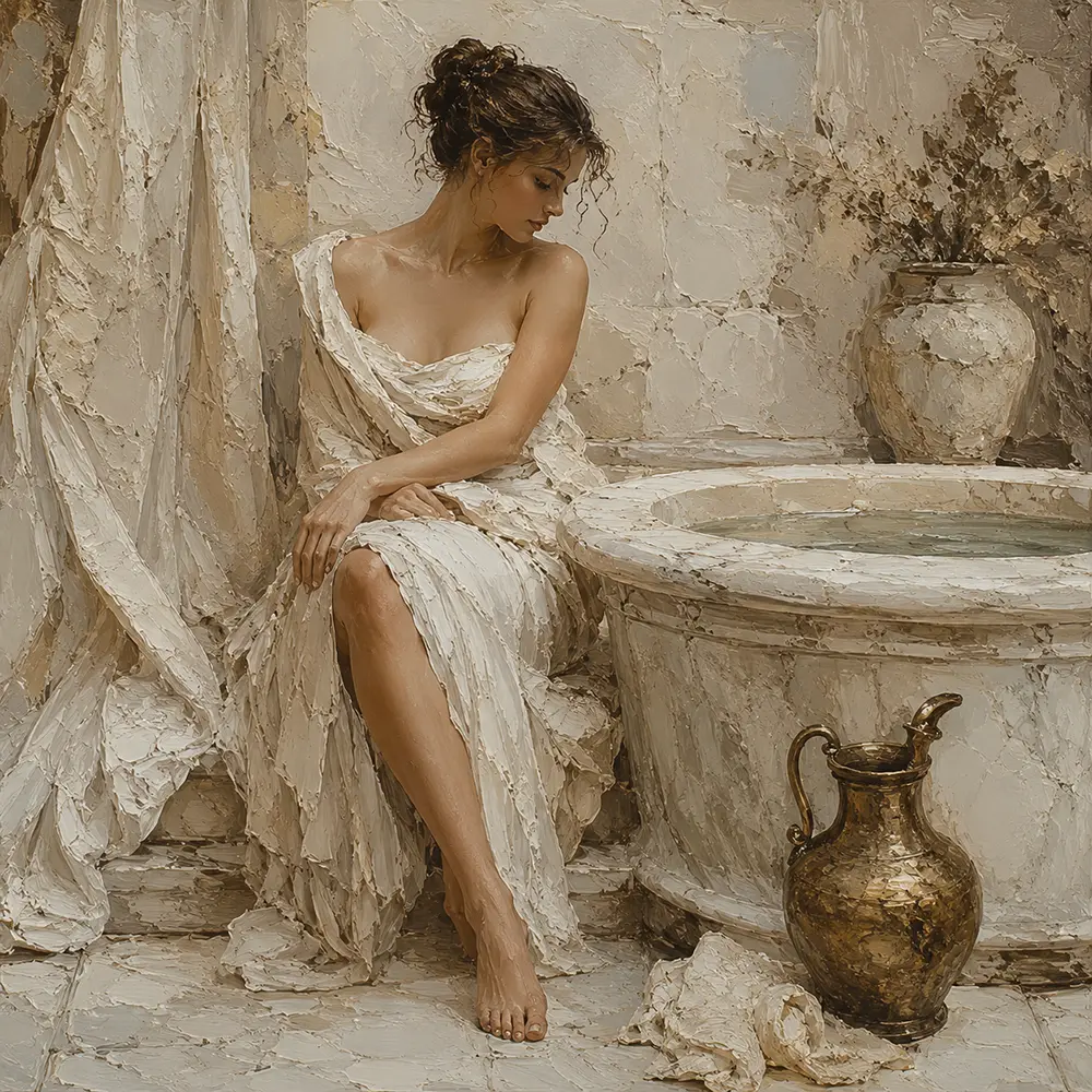 Bronze Ewer Bath Muse Classical Nude Wall Art Canvas Print