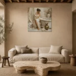 Bronze Ewer Bath Muse Classical Nude Wall Art Canvas Print presented in a sophisticated home setting