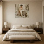 Bronze Ewer Bath Muse Classical Nude Wall Art Canvas Print showcased in an elegant minimalist interior