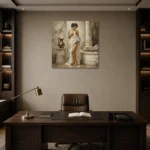 Bronze Pitcher Bath Muse Classical Nude Wall Art Canvas Print displayed in a contemporary gallery-inspired room