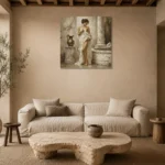 Bronze Pitcher Bath Muse Classical Nude Wall Art Canvas Print presented in a sophisticated home setting