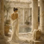 Sunlit Courtyard Bath Classical Nude Wall Art Canvas Print
