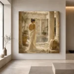 Sunlit Courtyard Bath Classical Nude Wall Art Canvas Print - Image 4