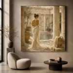Sunlit Courtyard Bath Classical Nude Wall Art Canvas Print - Image 5
