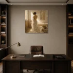 Golden Light Bath Muse Classical Nude Wall Art Canvas Print displayed in a contemporary gallery-inspired room