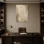 Minimal Line Nude Classical Nude Wall Art Canvas Print displayed in a contemporary gallery-inspired room