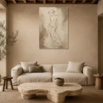Minimal Line Nude Classical Nude Wall Art Canvas Print presented in a sophisticated home setting