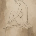 Seated Minimal Line Nude Classical Nude Wall Art Canvas Print