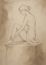 Seated Minimal Line Nude Classical Nude Wall Art Canvas Print