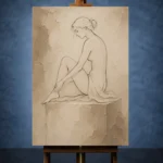 Seated Minimal Line Nude Classical Nude Wall Art Canvas Print - Image 2