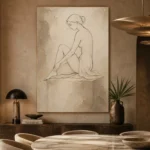 Seated Minimal Line Nude Classical Nude Wall Art Canvas Print - Image 7