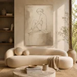 Seated Minimal Line Nude Classical Nude Wall Art Canvas Print - Image 9