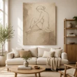Seated Minimal Line Nude Classical Nude Wall Art Canvas Print - Image 10