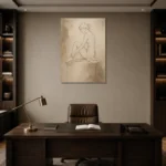 Seated Minimal Line Nude Classical Nude Wall Art Canvas Print displayed in a contemporary gallery-inspired room