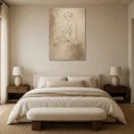 Seated Minimal Line Nude Classical Nude Wall Art Canvas Print showcased in an elegant minimalist interior