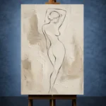 Standing Contour Nude Classical Nude Wall Art Canvas Print - Image 2