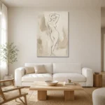 Standing Contour Nude Classical Nude Wall Art Canvas Print styled in a refined neutral interior