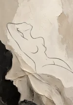 Reclining Minimal Line Nude Classical Nude Wall Art Canvas Print