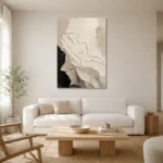 Reclining Minimal Line Nude Classical Nude Wall Art Canvas Print styled in a refined neutral interior