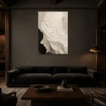 Reclining Minimal Line Nude Classical Nude Wall Art Canvas Print shown in a warm modern interior