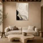 Reclining Minimal Line Nude Classical Nude Wall Art Canvas Print presented in a sophisticated home setting