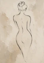 Back View Minimal Line Nude Classical Nude Wall Art Canvas Print