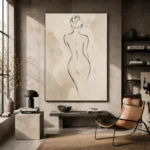 Back View Minimal Line Nude Classical Nude Wall Art Canvas Print - Image 3