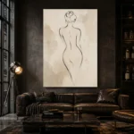 Back View Minimal Line Nude Classical Nude Wall Art Canvas Print - Image 5