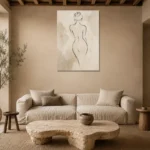 Back View Minimal Line Nude Classical Nude Wall Art Canvas Print presented in a sophisticated home setting
