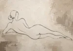 Reclining Line Figure Classical Nude Wall Art Canvas Print