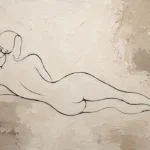 Reclining Line Figure Classical Nude Wall Art Canvas Print