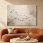Reclining Line Figure Classical Nude Wall Art Canvas Print - Image 2