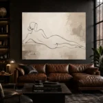 Reclining Line Figure Classical Nude Wall Art Canvas Print - Image 3