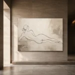 Reclining Line Figure Classical Nude Wall Art Canvas Print - Image 5