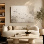 Reclining Line Figure Classical Nude Wall Art Canvas Print - Image 6