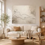 Reclining Line Figure Classical Nude Wall Art Canvas Print - Image 7