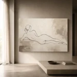 Reclining Line Figure Classical Nude Wall Art Canvas Print - Image 9