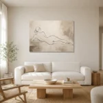 Reclining Line Figure Classical Nude Wall Art Canvas Print styled in a refined neutral interior