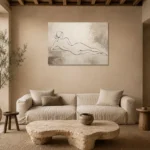 Reclining Line Figure Classical Nude Wall Art Canvas Print presented in a sophisticated home setting