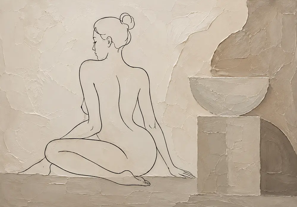 Seated Back Figure Classical Nude Wall Art Canvas Print