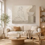 Seated Back Figure Classical Nude Wall Art Canvas Print - Image 7
