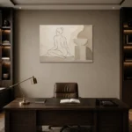 Seated Back Figure Classical Nude Wall Art Canvas Print displayed in a contemporary gallery-inspired room