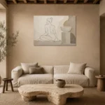 Seated Back Figure Classical Nude Wall Art Canvas Print presented in a sophisticated home setting
