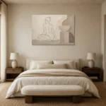 Seated Back Figure Classical Nude Wall Art Canvas Print showcased in an elegant minimalist interior