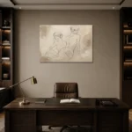 Twin Seated Figures Classical Nude Wall Art Canvas Print displayed in a contemporary gallery-inspired room